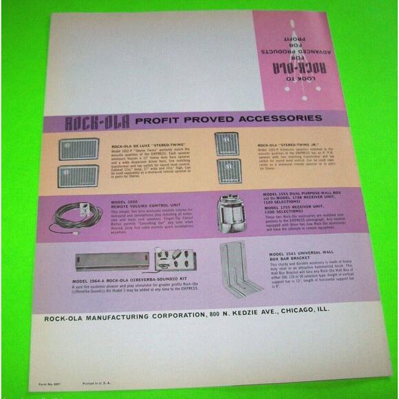 RockOla Empress 1496 1497 Jukebox FLYER 1962 Unused Original Phonograph Brochure - Picture 4 of 4